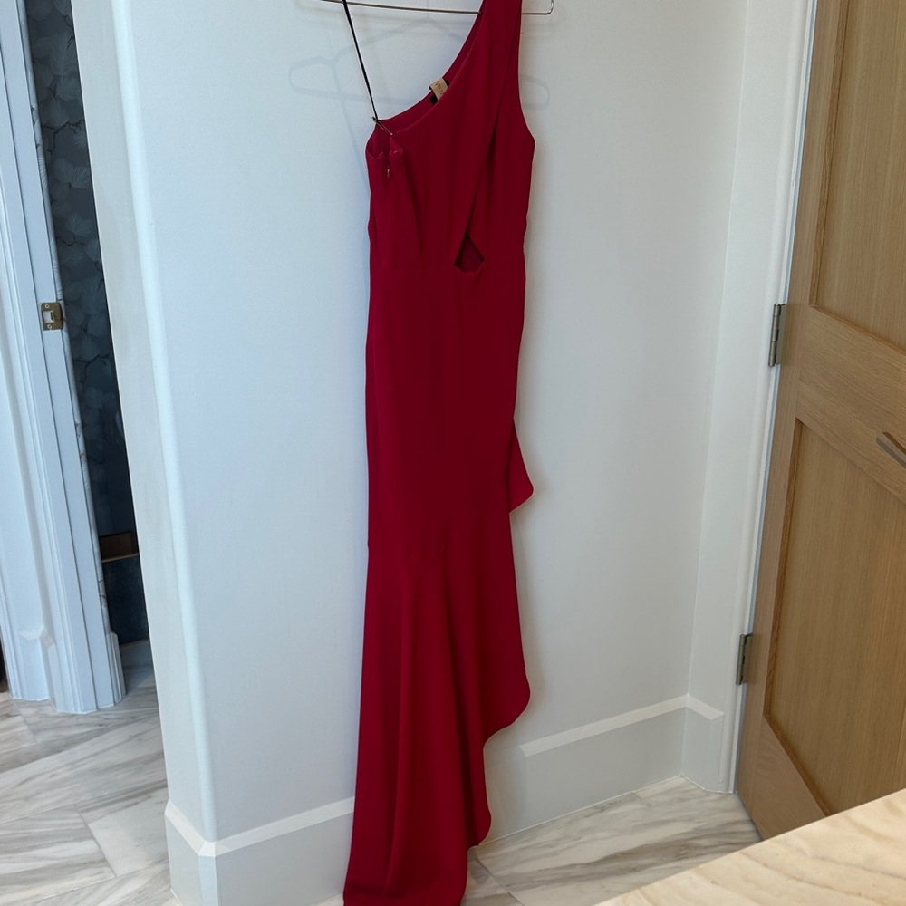 NBD Vibrant Red One-Shoulder Dress